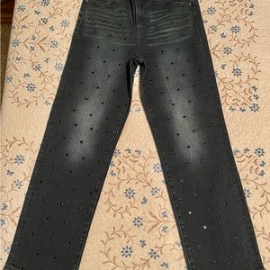 Rhinestoned Skinnygirl Jeans High-Rise Straight Ankle -Size 26/2